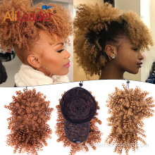 Isi Puff Afro Kinky Curly Ponytail nwere Bangs